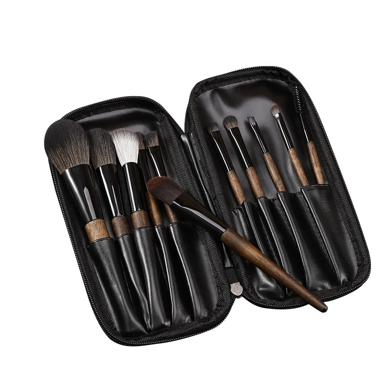 11-Piece Makeup Brush Set With Animal Hair, Loose Powder, Blush, Contouring, Concealer, Eye Shadow Brush, Makeup Artist Professional Beauty Brush Set